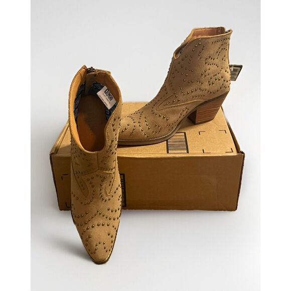 Dingo Womens Size 7M Denim & Diamonds Leather Upper Boots Sand Western NWT - Picture 1 of 6